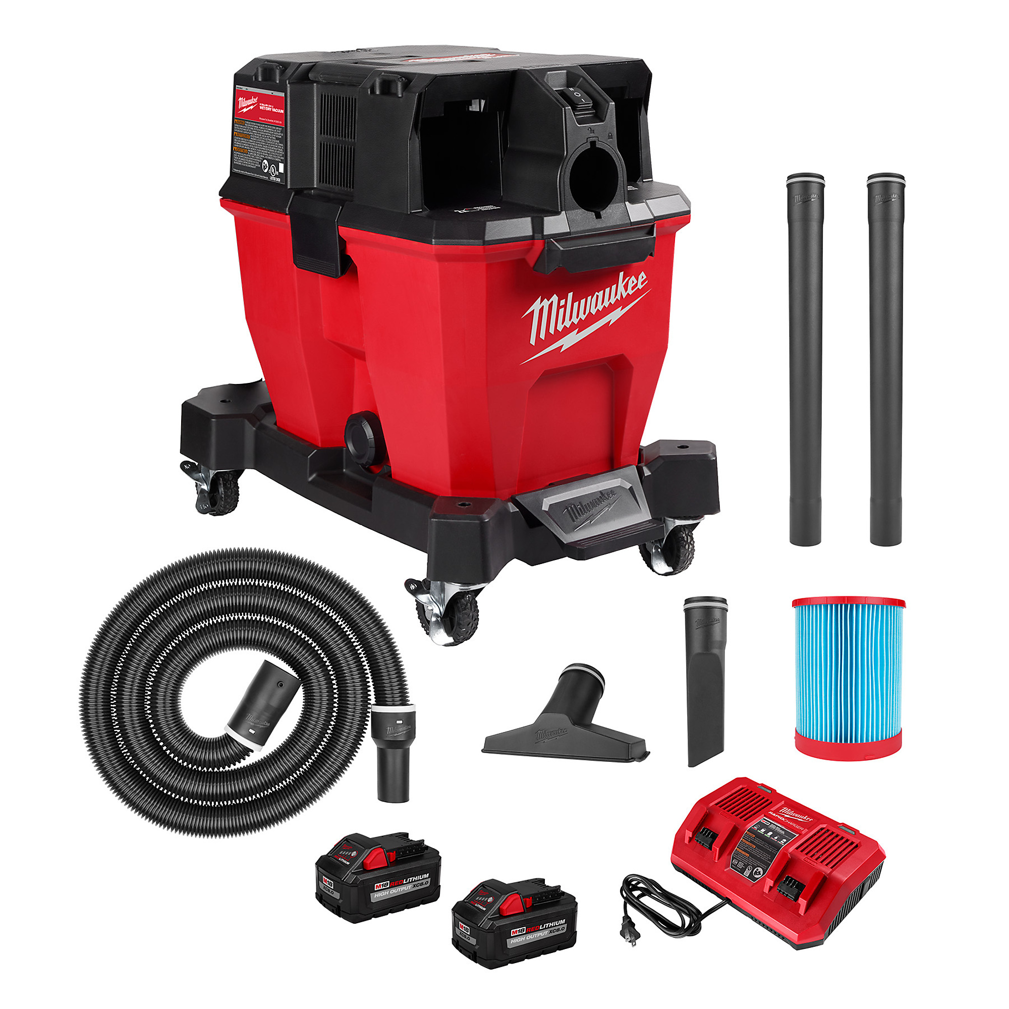 Milwaukee M18 FUEL Cordless 9-Gallon Dual-Battery Wet/Dry Vacuum, Two High Output(tm) XC8.0 Batteries, Model# 0920-22HD